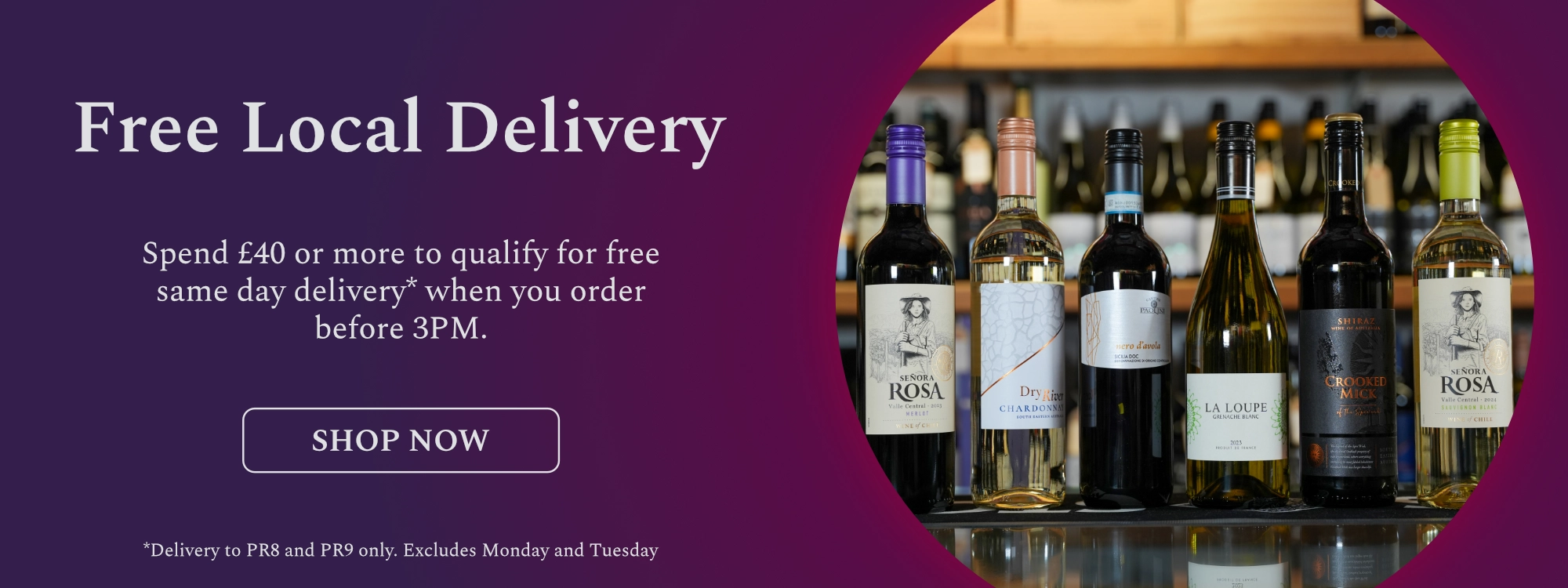 Free same day delivery to pr8 and pr9 if spend more than £40 and order before 3pm